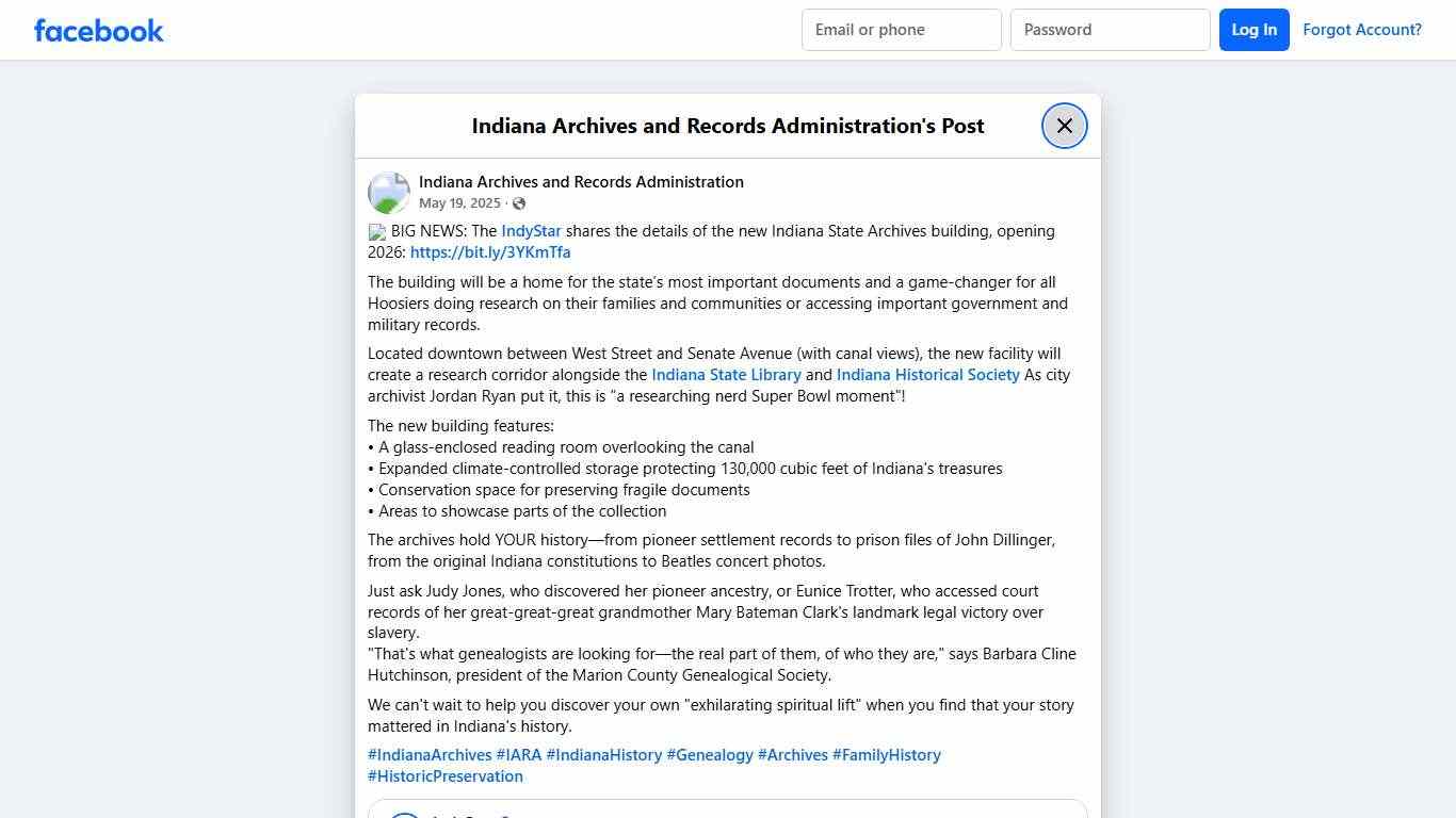 📢 BIG NEWS:... - Indiana Archives and Records Administration Facebook